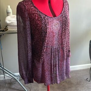 CAbi Purple Floral Sheer Blouse